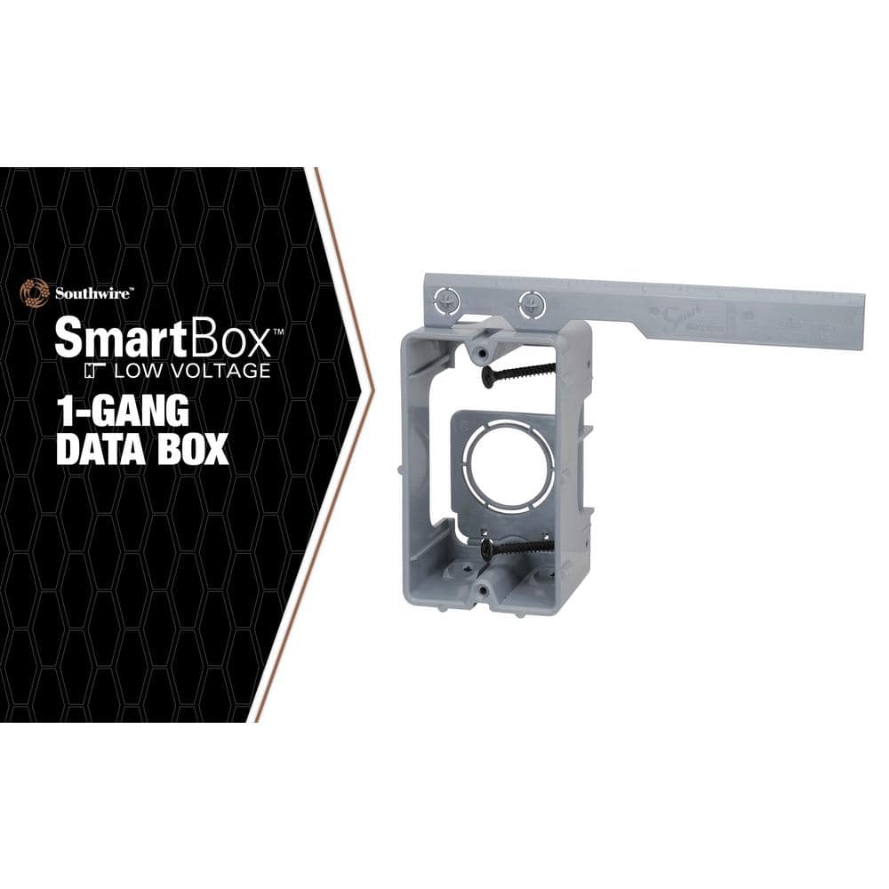 Gray PVC Adjustable Depth Low Voltage Box with Leveling Tab