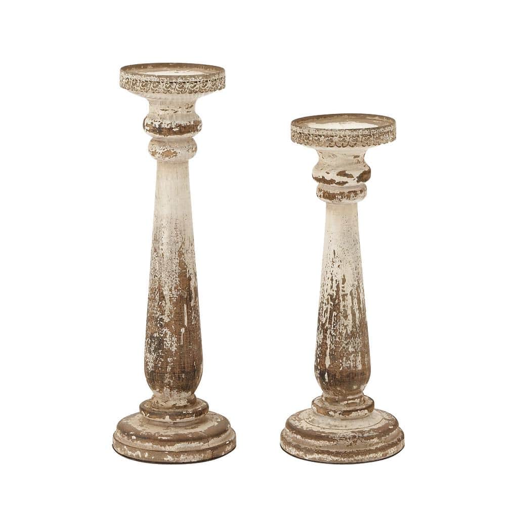 Winter Elegance Wood Candle Lantern Set, Rustic Brown, 17"