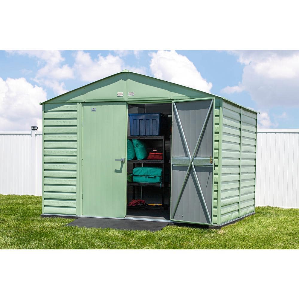 10 ft x 8 ft Green Metal Storage Shed with Gable Roof