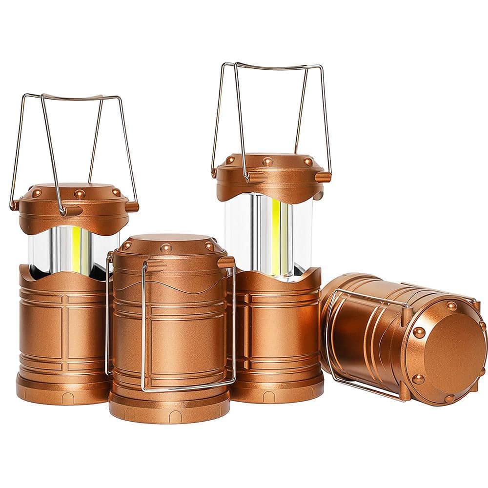 Gold Battery Powered Portable Collapsible Hanging Night Light Bulb