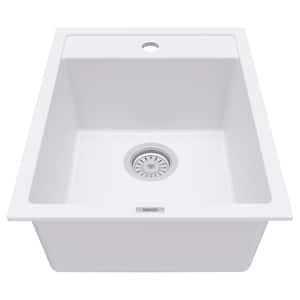 QT-825 Qt. 15-3/4 in. Single Bowl Drop-In Bar Sink in White