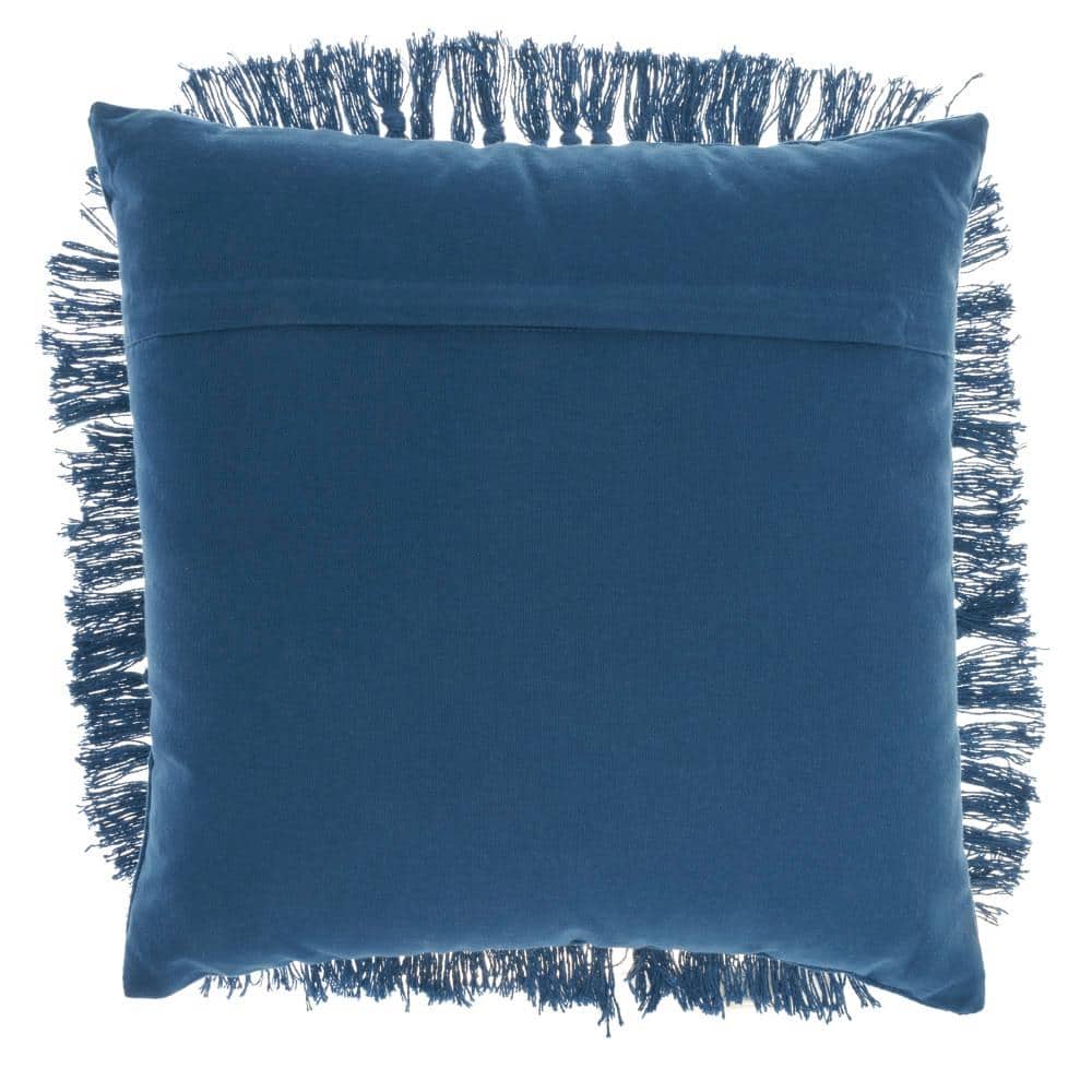 Navy Diamond Fringe 18" Square Throw Pillow
