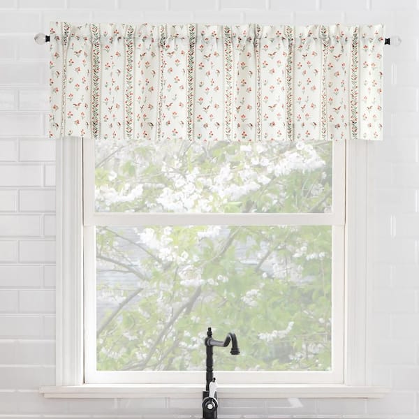 Riverwood Ivory Semi-Sheer 54 in. W x 14 in. L Rod Pocket Light Filtering Curtain Valance for Kitchens (Single Panel)