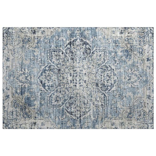 Dream Shag Premium Machine Washable Abstract ADS93 Blue 2 ft. x 3 ft. Accent Rug
