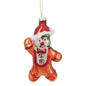 5 in. Gingerbread Man With Santa Hat Hanging Glass Christmas Ornament