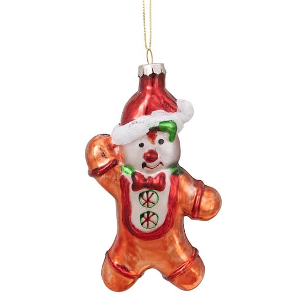 Northlight 5 in. Gingerbread Man With Santa Hat Hanging Glass ...