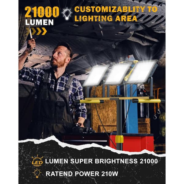 BeamBox 110 Volt. Black 21000 Lumens Adjustable 3-Head LED Work
