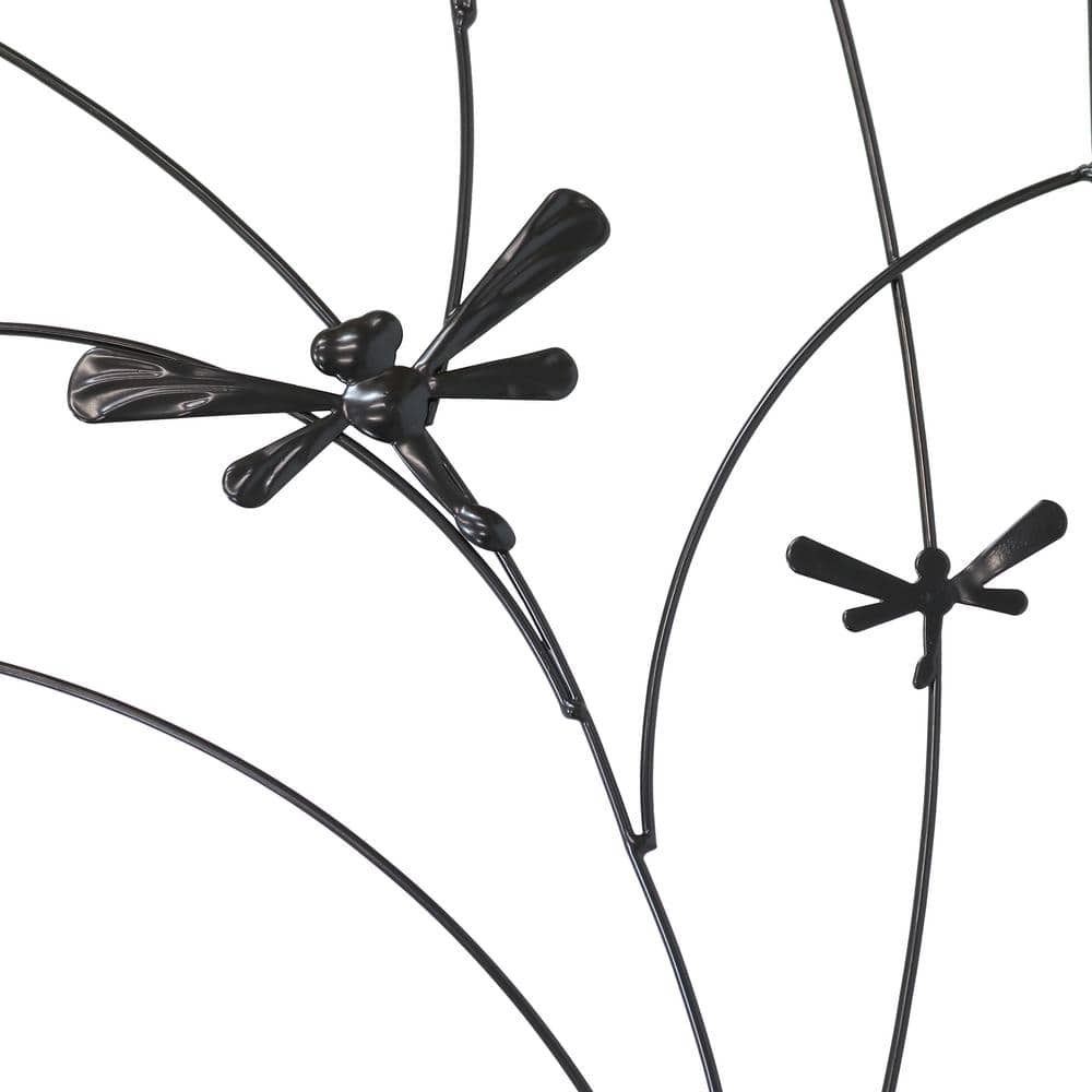 Black Steel Dragonfly Design Garden Trellis Set - 55.75" H - 2-Pack