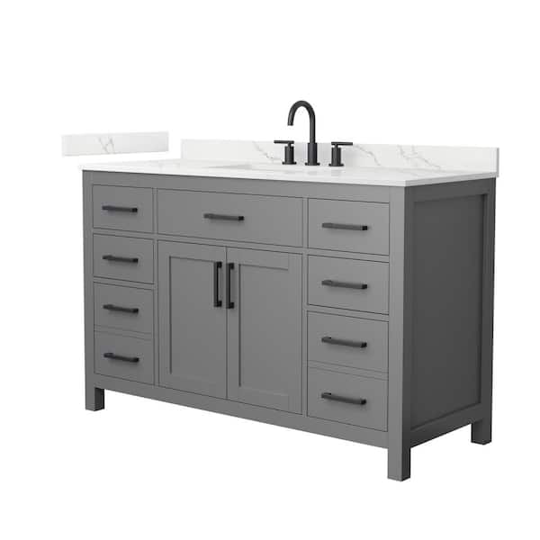 Beckett 54 in. Single Freestanding Dark Gray Bath Vanity with Giotto Quartz Top (Assembled)
