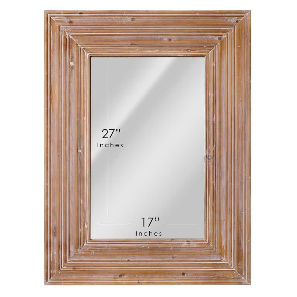 Natural Whitewash Wood Farmhouse Rectangular Wall Mirror - 30" x 40"