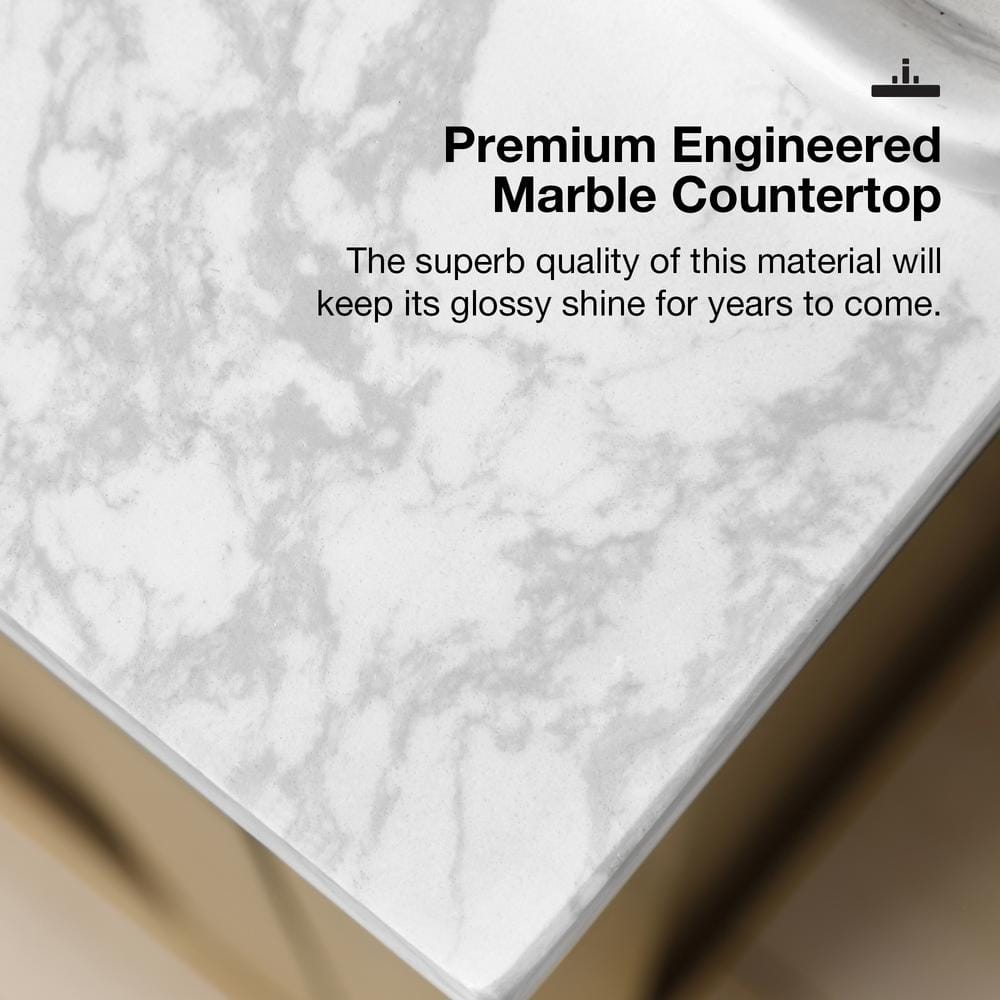 Almond Latte 30" Freestanding Bathroom Vanity with Marble Countertop