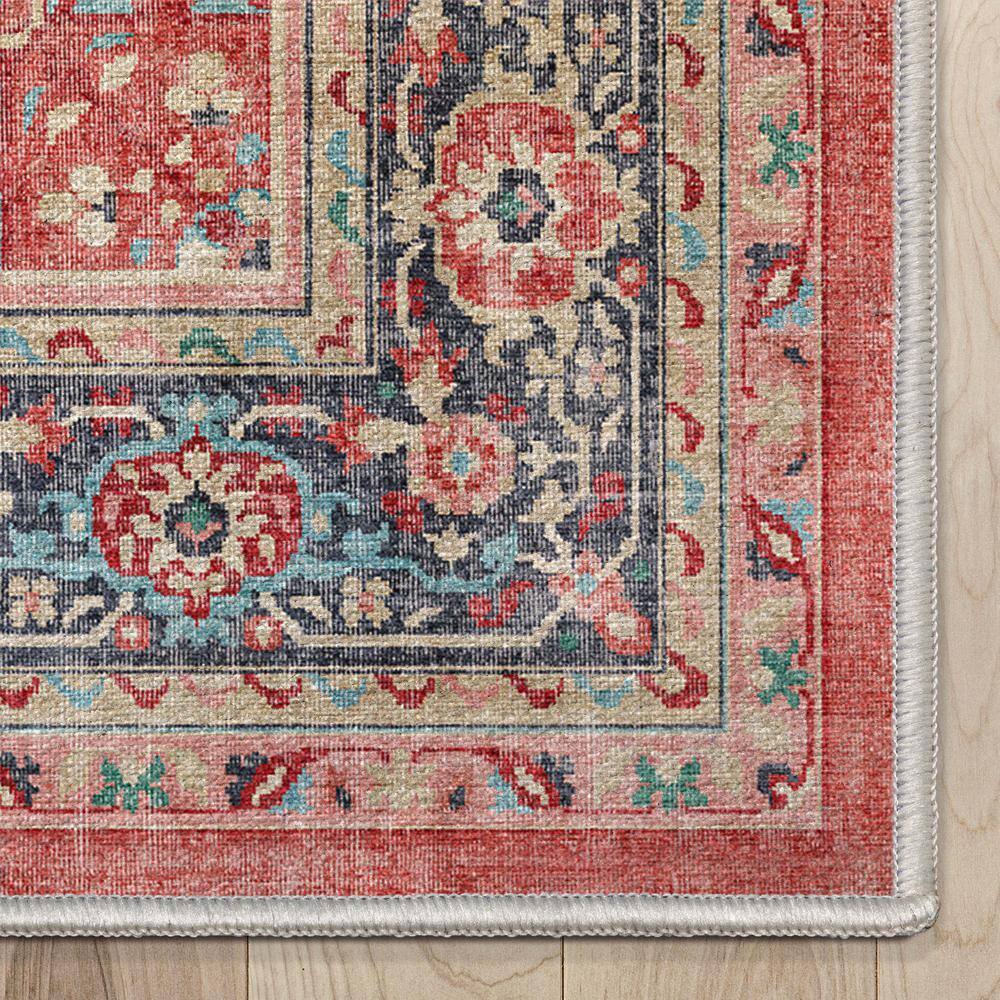Apollo Red Chenille 5' x 7' Vintage Medallion Area Rug