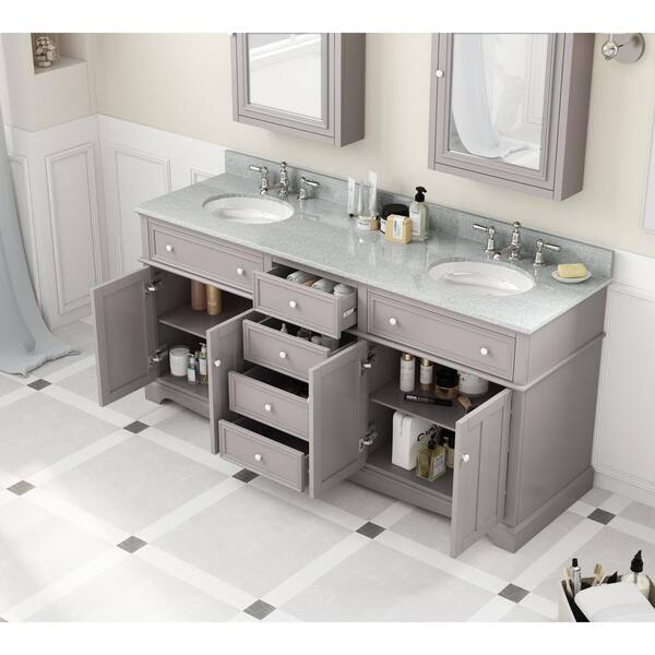 W Grey Double Bath Vanity With, Home Depot Bathroom Vanity Countertops