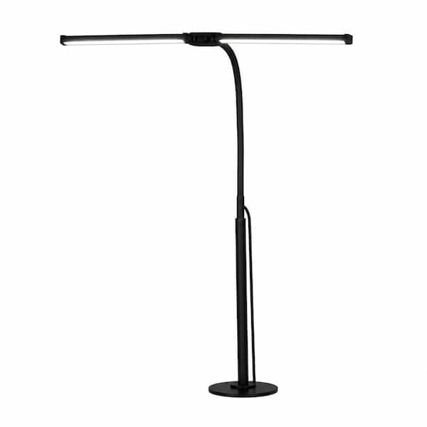 Dual Head LED Clamp Desk Lamp with 360 Gooseneck, 3 Color Modes, 10 Brightness Levels, Clip On Light