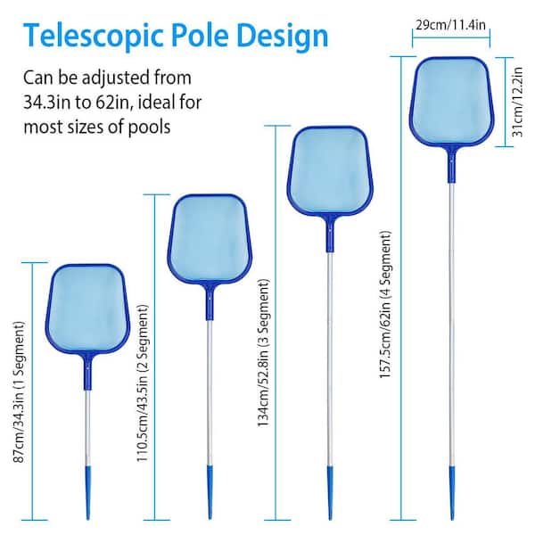 Pool Skimmer Net With Pole, Pool Net Fine Mesh Telescopic Pole