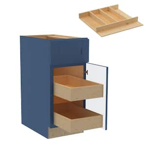 Washington Vessel Blue Plywood Shaker Assembled Base Kitchen Cabinet Rt 2ROT UT15 W in. 24 D in. 34.5 in. H