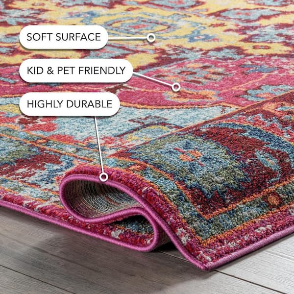 nuLOOM Corbett Vintage Boho Multi 5 ft. Round Rug KKCB11A-53053R