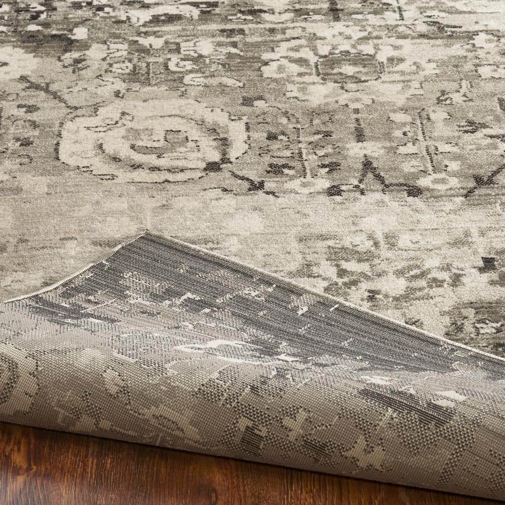 Gray Abstract Synthetic 8' x 10' Hand-knotted Area Rug