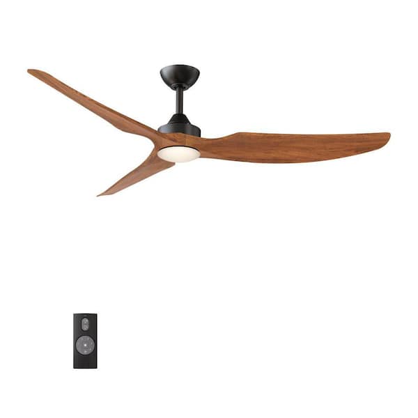 Sylfan 60 in. Indoor Black Ceiling Fan with Solid Wood Blades Integrated LED Light and Remote Control Included