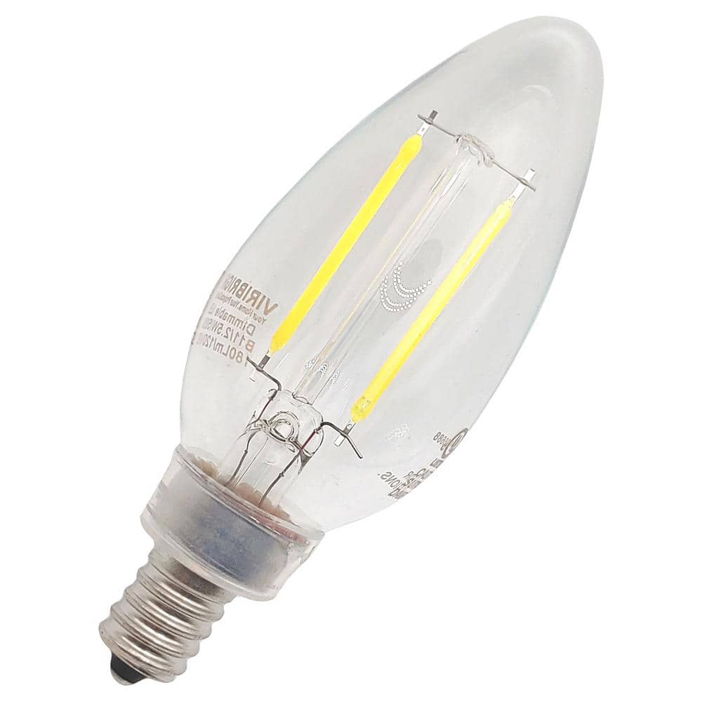 Clear Dimmable LED Filament B11 E12 Light Bulbs, 12-Pack
