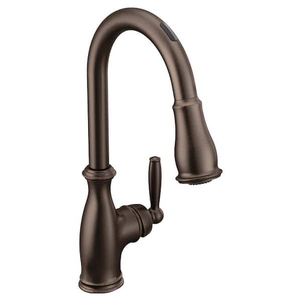 MOEN Brantford Single-Handle Smart Touchless Pull Down Sprayer Kitchen Faucet with Voice Control and Power Boost in Bronze