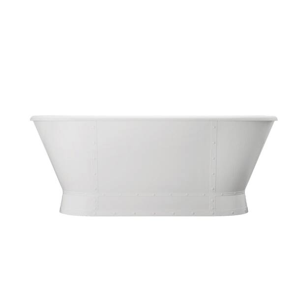 Regis 66 in. x 31 in. Acrylic Freestanding Soaking Bathtub with Center Drain in Glossy White