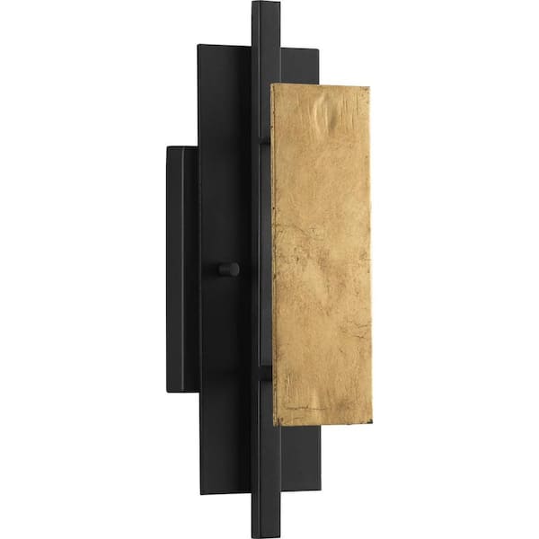 Progress Lighting Lowery Collection 1-Light Black/Distressed Gold Luxe Wall Light