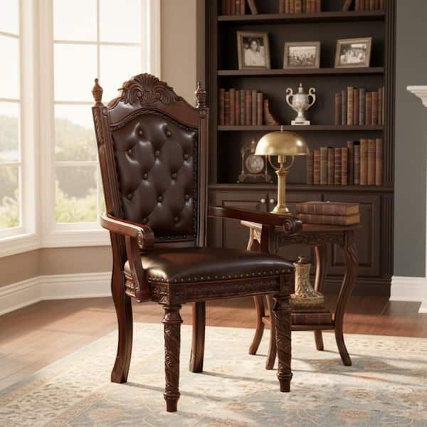 ダークブラウン アンティークチェア William's Home Furnishing Agatha Brown Cherry&Dark Brown Faux