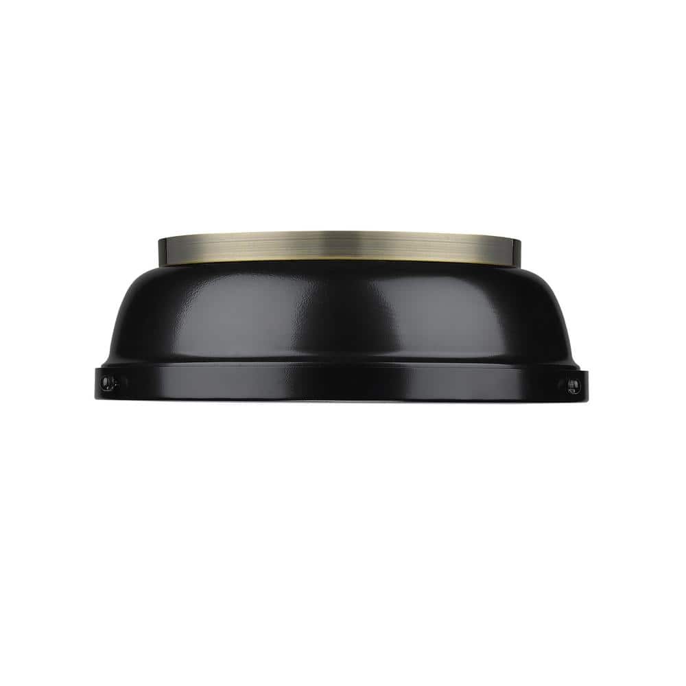 Aged Brass and Black Transitional 14" Flush Mount Light