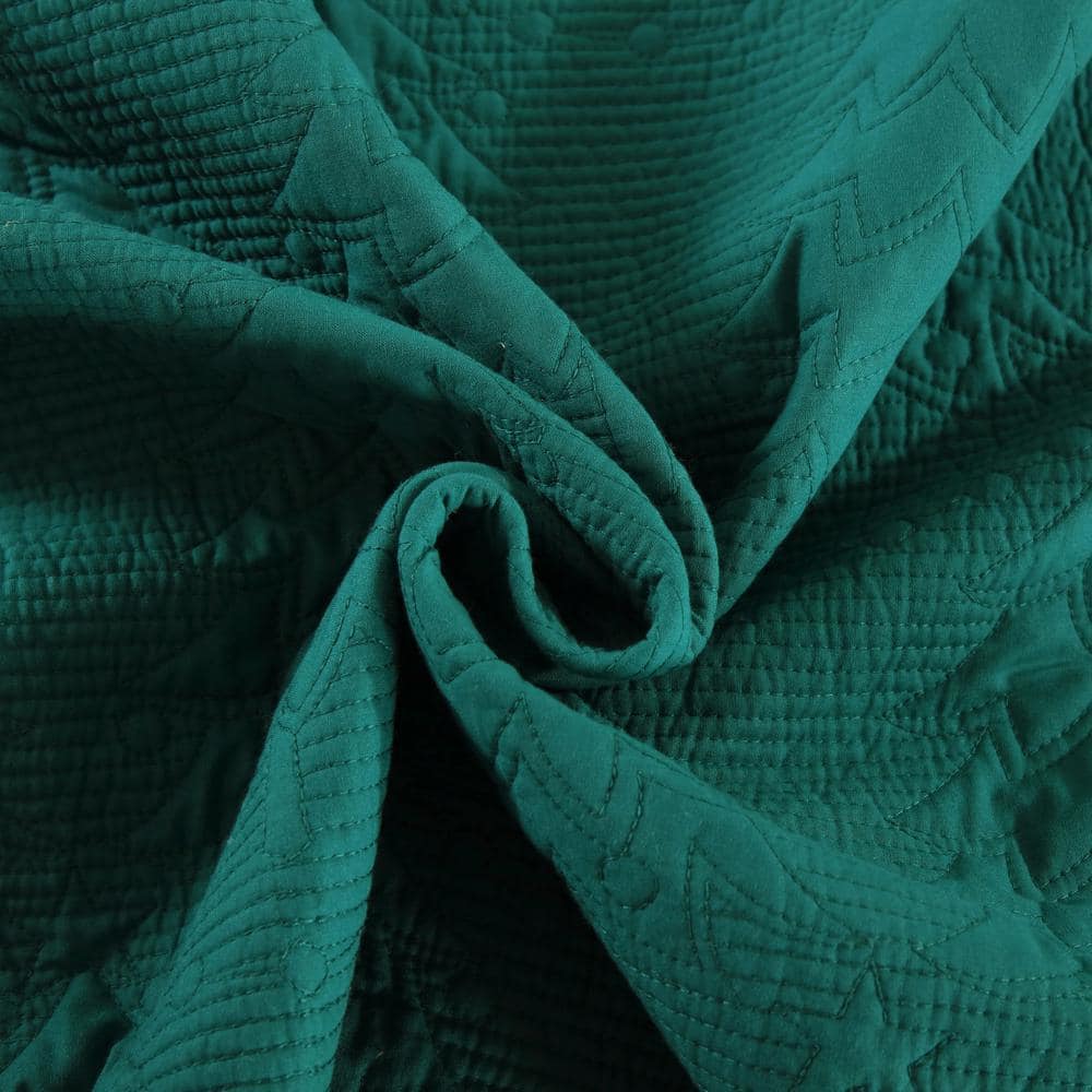 Emerald Green Cotton Queen Reversible Quilt Set