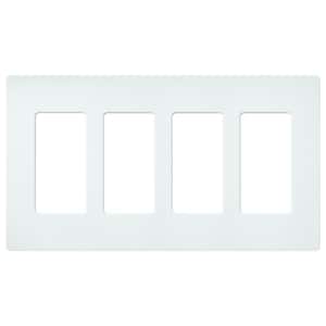 Claro 4 Gang Wall Plate for Decorator/Rocker Switches, Satin, Glacier White (SC-4-GL) (1-Pack)