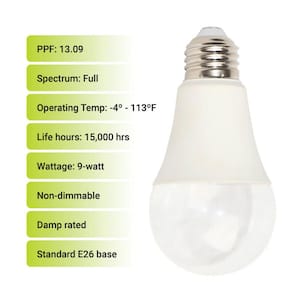 13.09 PPF 8.5-Watt LED Grow Bulb, A19, E26 Base, Cob Wide Spectrum (1-Pack)