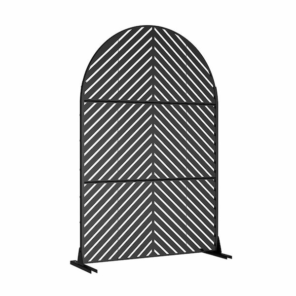 Cadeninc 3.92 ft. x 6 ft. Arched Metal Privacy Screen Fence Panel - Black