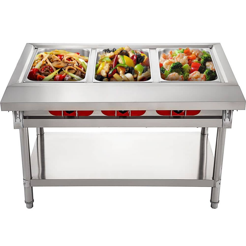 Steam Table Food Warmer 4-Pot Steam Table Food Warmer 18 Qt. Pan with Lids with 7 in. Cutting Board Electric Food
