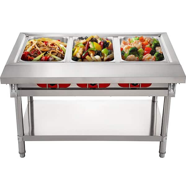 Steam Table Food Warmer 4-Pot Steam Table Food Warmer 18 Qt. Pan with Lids with 7 in. Cutting Board Electric Food