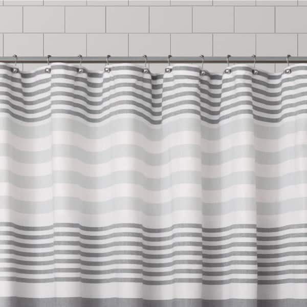 Zenna Home Grey Hammam Fringe Fabric Shower Curtain, 70 inch x 72 inch