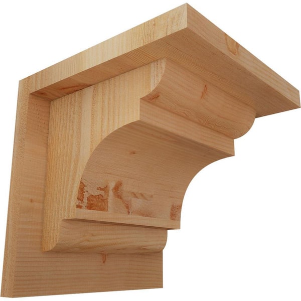 Ekena Millwork 8 in. x 8 in. x 8 in. Douglas Fir New Brighton Rough Sawn Corbel with Backplate