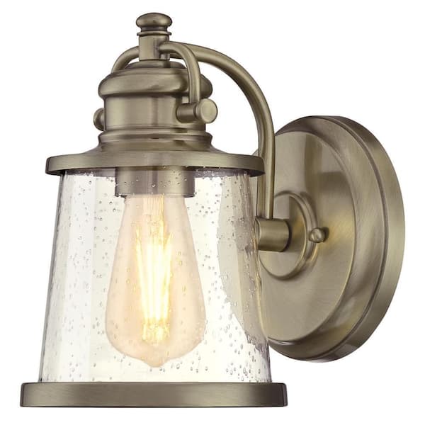 Westinghouse Emma Jane Small 1-Light Antique Brass Outdoor Wall Mount Lantern with Clear Seeded Glass