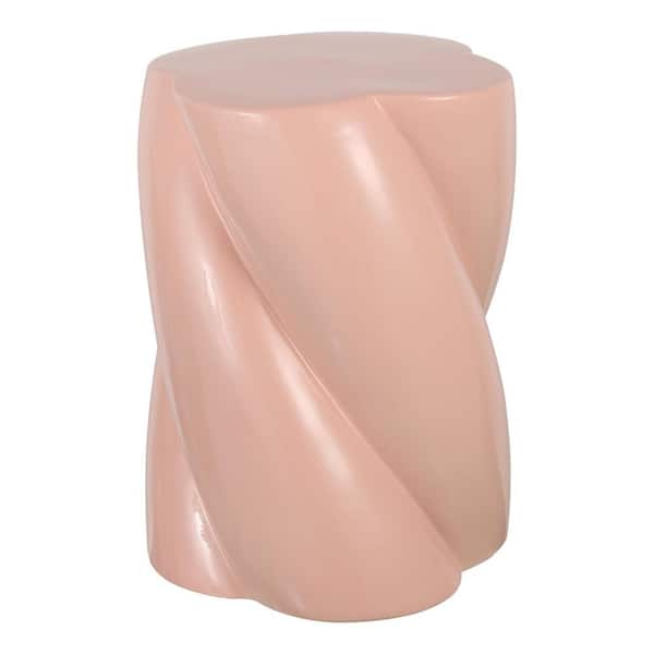 Yves 18 in. Modern Minimalist Rope Twist Ceramic Indoor/Outdoor Garden Stool, Pink