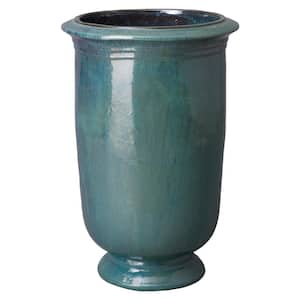 Large 31 in. Turquoise Ceramic Tall Cup Planter