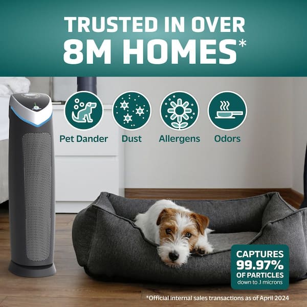 915 sq. ft. Pet Pure HEPA Filter Tower Air Purifier 28 in. in Black for Home with Pets, UV-C, Dust, Odors, Allergens