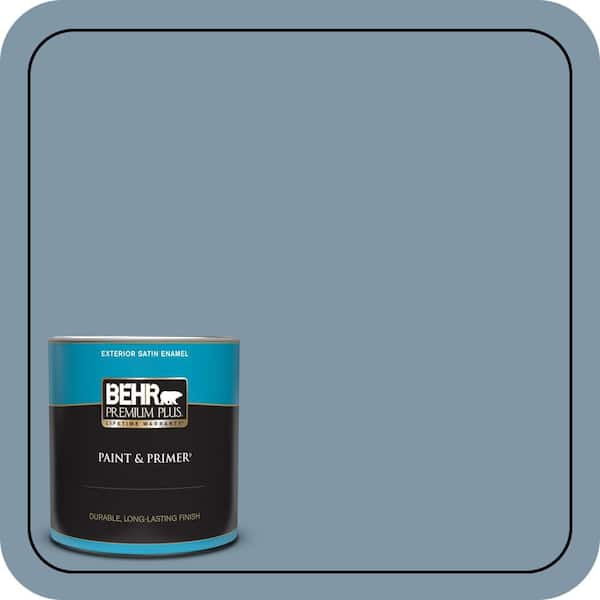 BEHR PREMIUM PLUS 1 qt. #560F-5 Bleached Denim Satin Enamel Exterior Paint & Primer