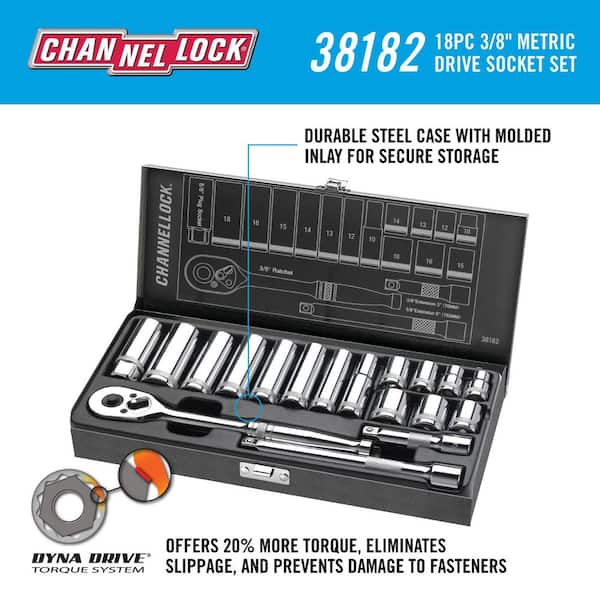 3/8 in. Drive Metric Socket Set (18-Piece)