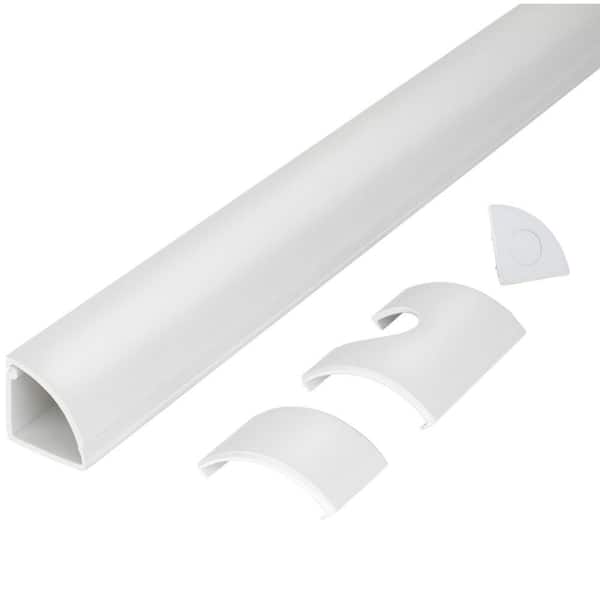 Commercial Electric 5 ft. 1/4 White Round Baseboard Cord Channel