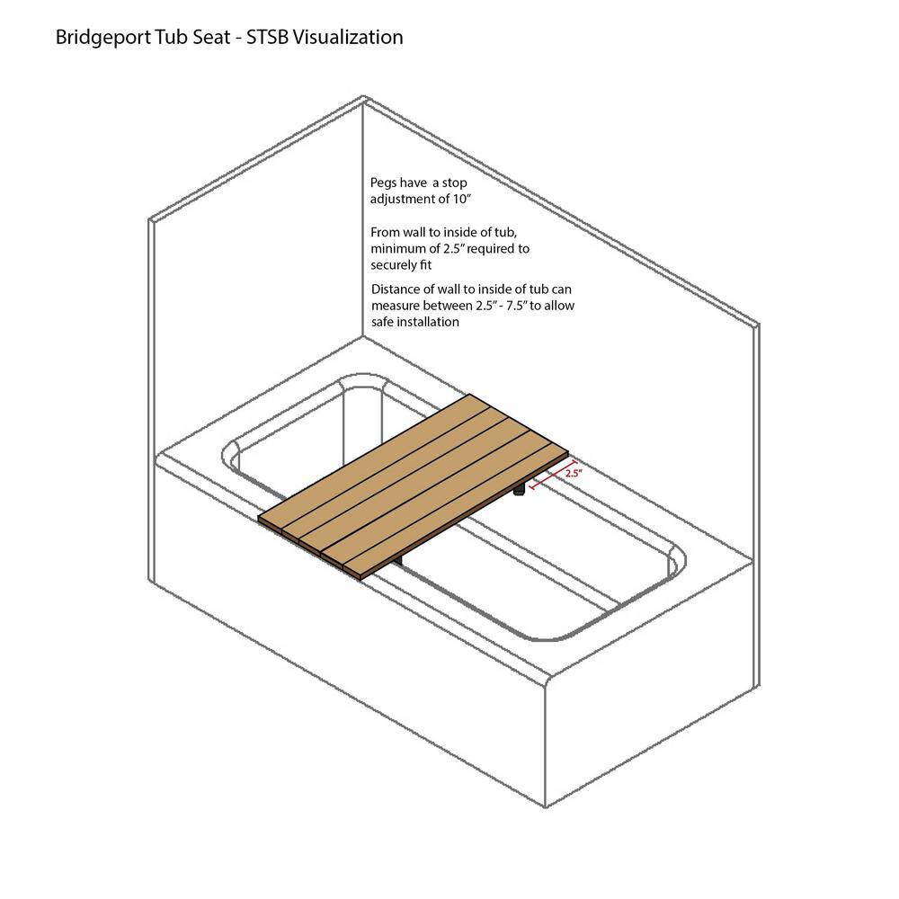 Adjustable Teak Wood Spa Tub Seat with Stainless Steel Frame