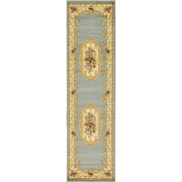 Unique Loom Versailles Henry Light Blue 2' 7 x 10' 0 Runner Rug
