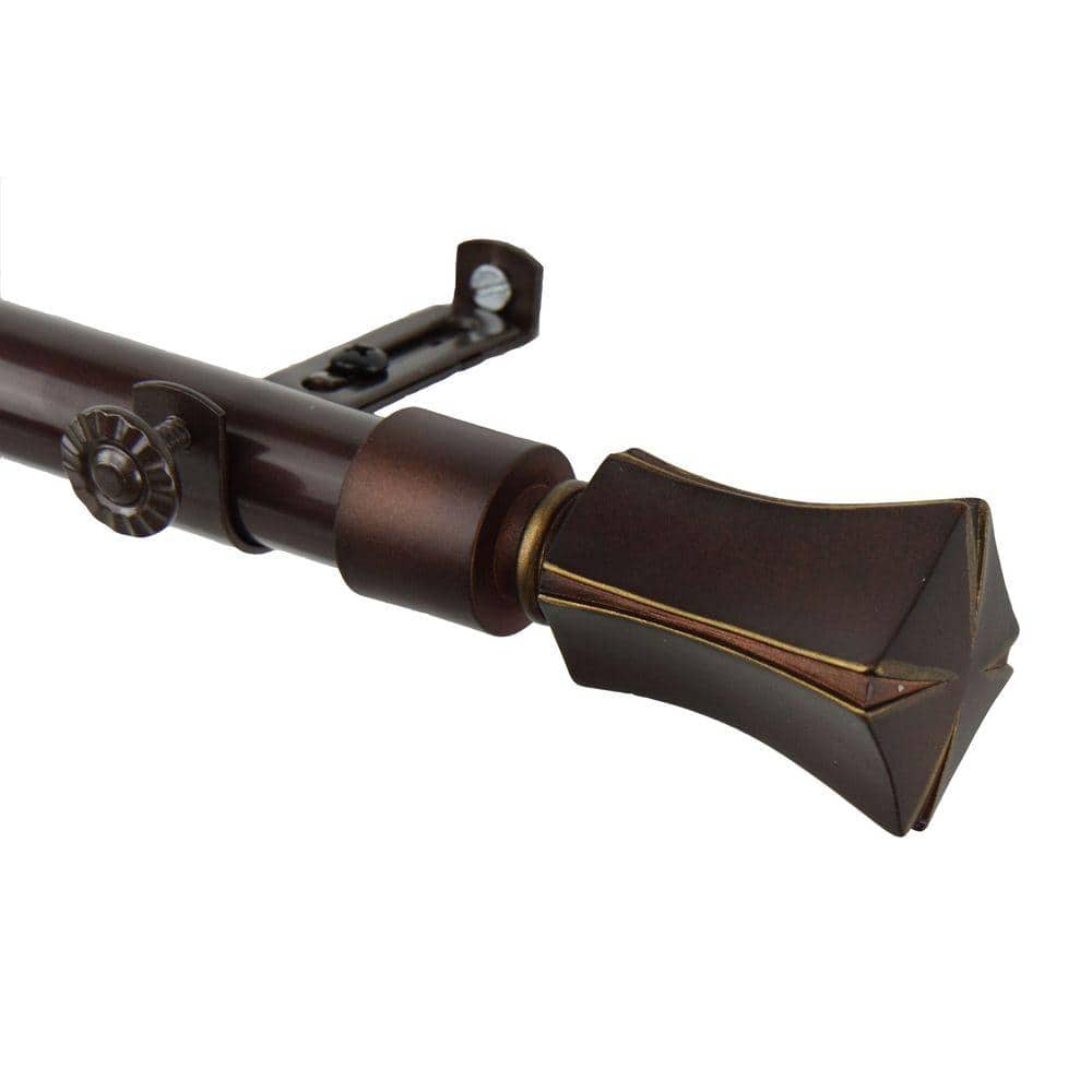 48 in. - 84 in. Telescoping Single Curtain Rod Kit in Cocoa with Fort Finial price history on PriceWatchPro