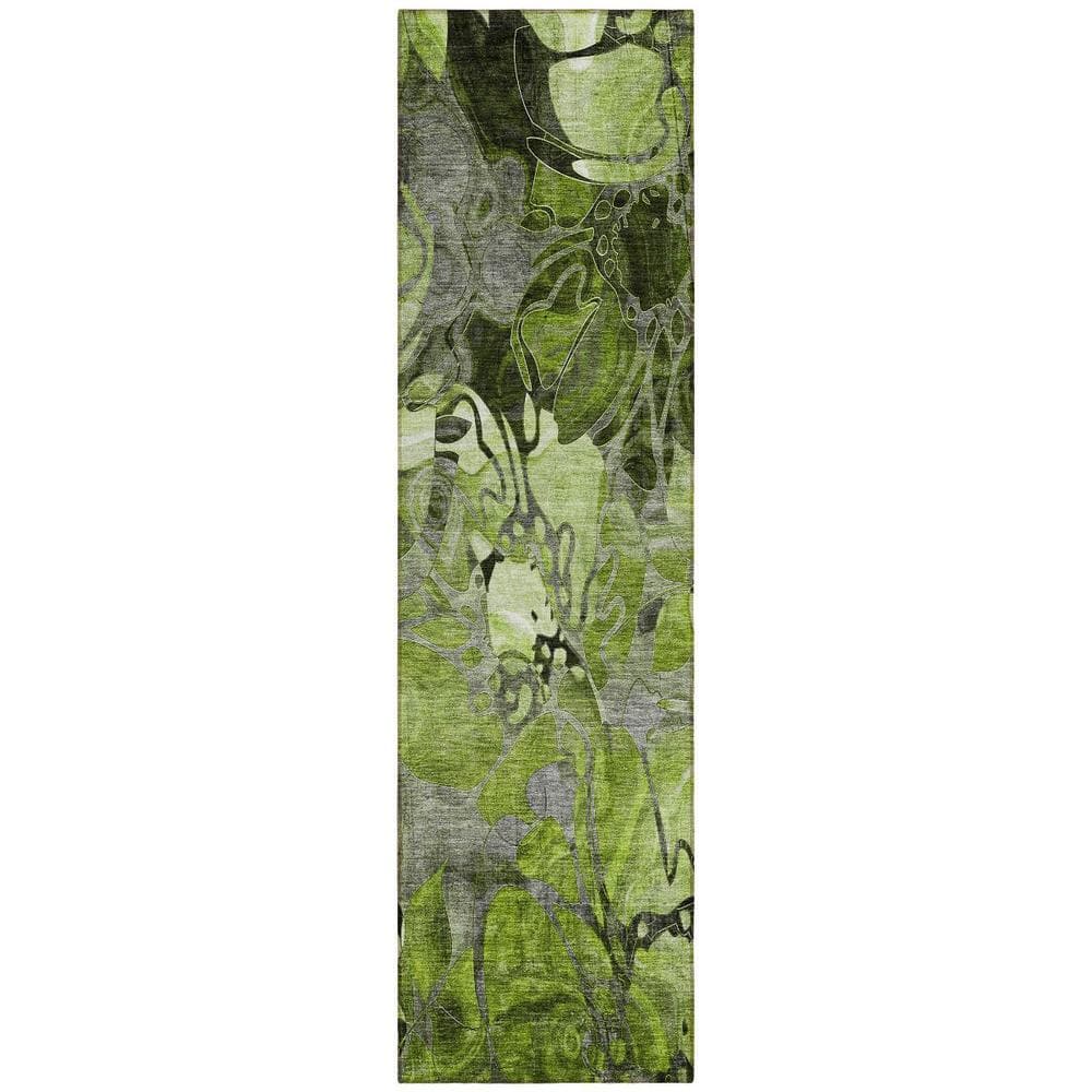 Fern Green and Gray 2 ft. x 8 ft. Woven Floral Runner Indoor/Outdoor Area Rug price history on PriceWatchPro