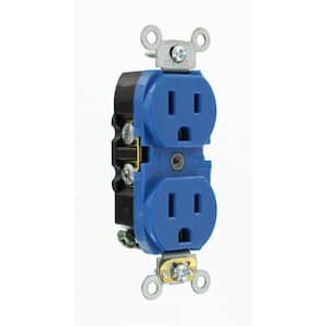 15 Amp 125 V Industrial Grade Duplex Outlet/Receptacle, Blue (1-Pack) 05262-SBU