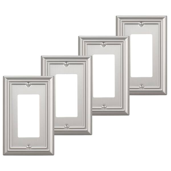 DEWENWILS 1-Gang Satin Nickel Decorator/Rocker Metal Wall Plates(4-Pack ...